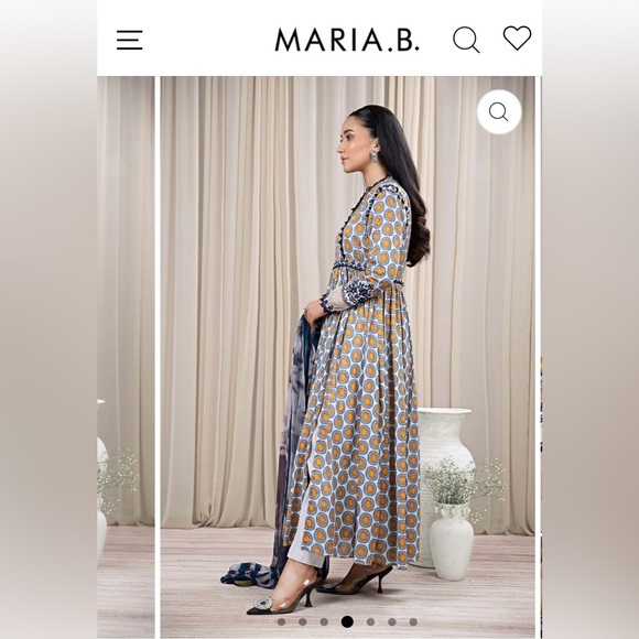 Blue and White Patterned Maria. B. Lawn Dress - Picture 3 of 11